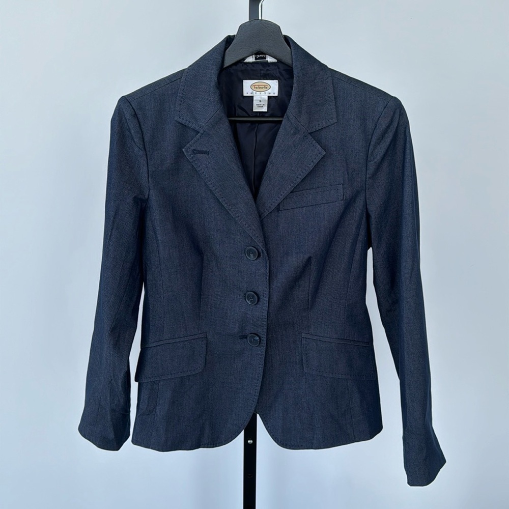 Talbots Petites Women’s Button Down Navy Blue Suit Jacket Size 6